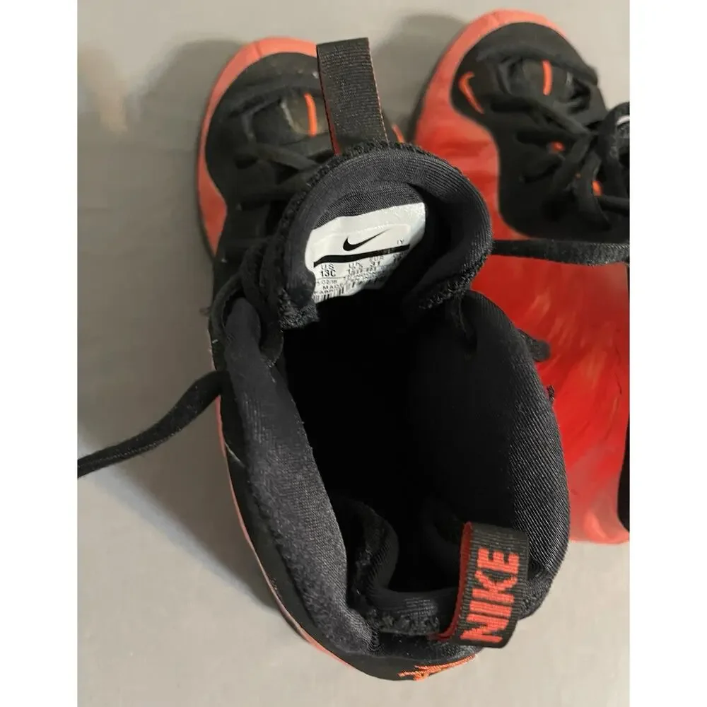 Youth Nike Air Penny Foamposite One 13C Black Orange Great Condition